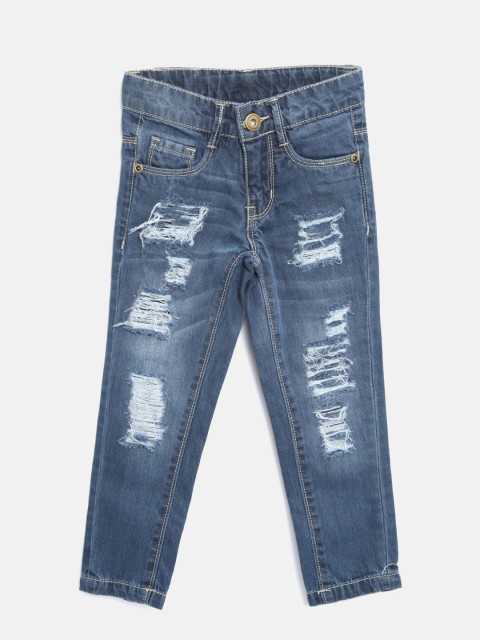 

YK Boys Blue Mid-Rise Highly Distressed Jeans