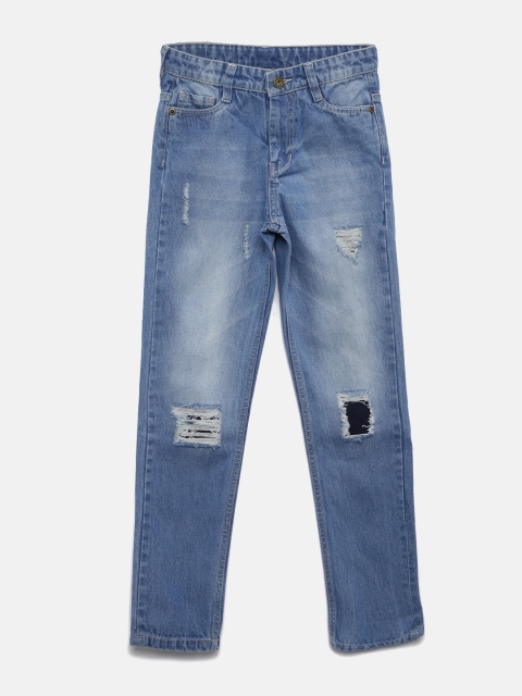 

YK Boys Blue Regular Fit Mid-Rise Mildly Distressed Jeans