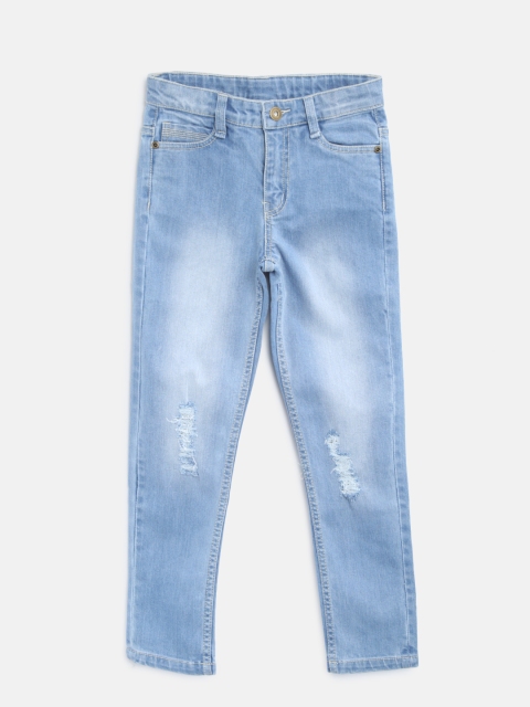 

YK Boys Blue Mid-Rise Low Distress Stretchable Jeans