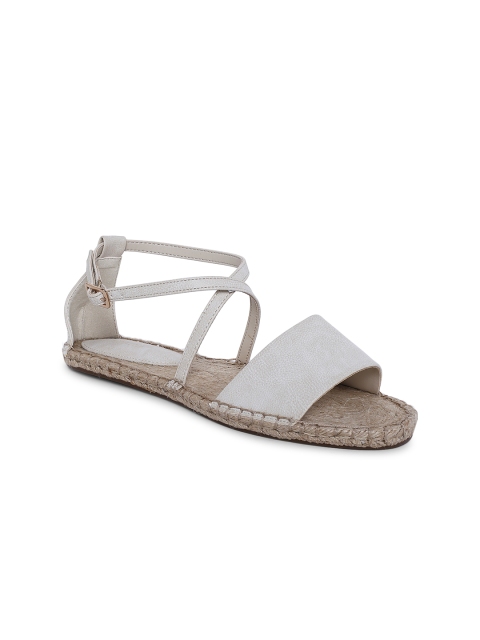 

FOREVER 21 Women Off-White Solid Open Toe Espadrille Flats