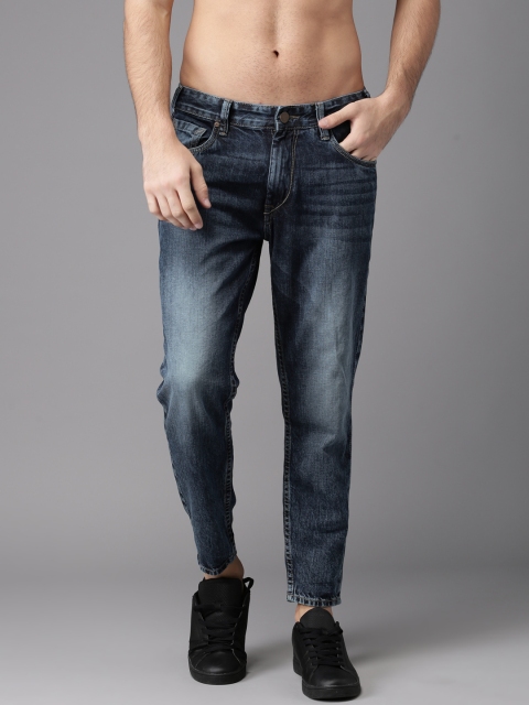 

HERE&NOW Men Blue Slim Fit Cropped Mid-Rise Clean Look Jeans