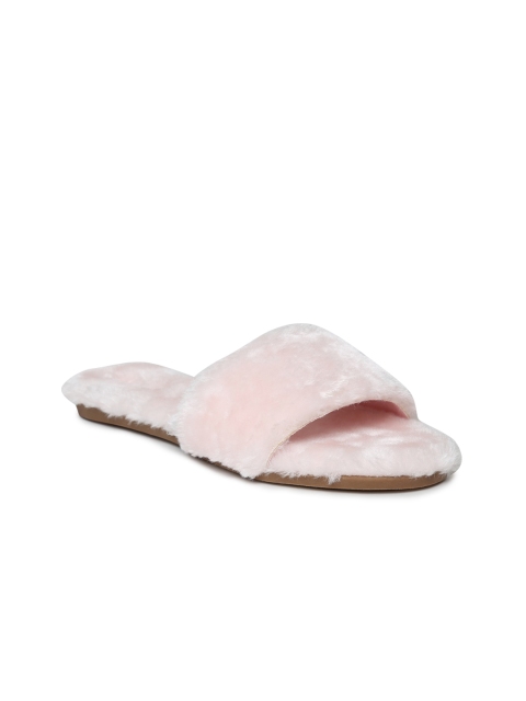 

FOREVER 21 Women Pink Solid Velvet Finish Flats