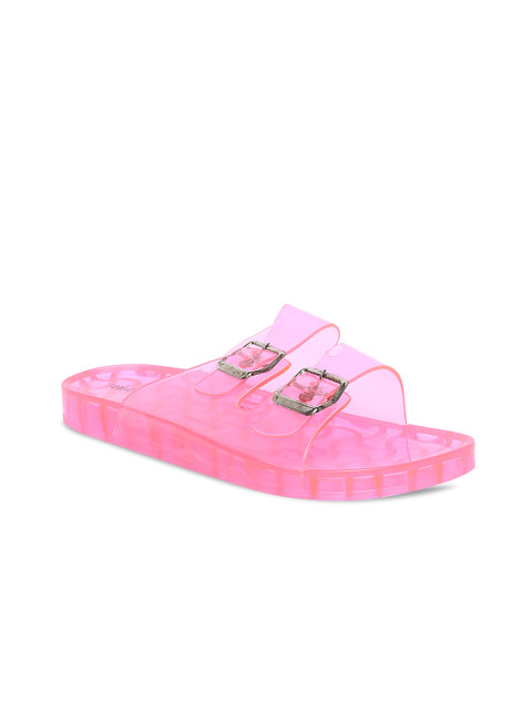 

FOREVER 21 Women Pink Solid Open Toe Flats