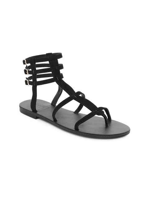 

FOREVER 21 Women Black Solid One Toe Flats