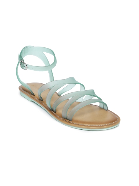 

FOREVER 21 Women Green Solid Open Toe Flats