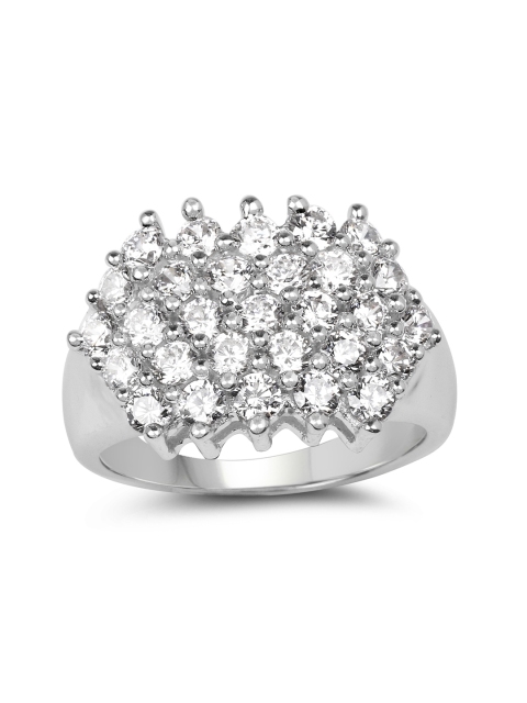 

Johareez Sterling Silver Cluster Ring With 4.06CTW Cubic Zirconia Stones