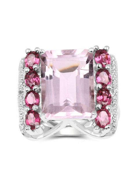 

Johareez Pink Sterling Silver Ring with 7.88CTW Genuine Amethyst, Rhodolite & Topaz