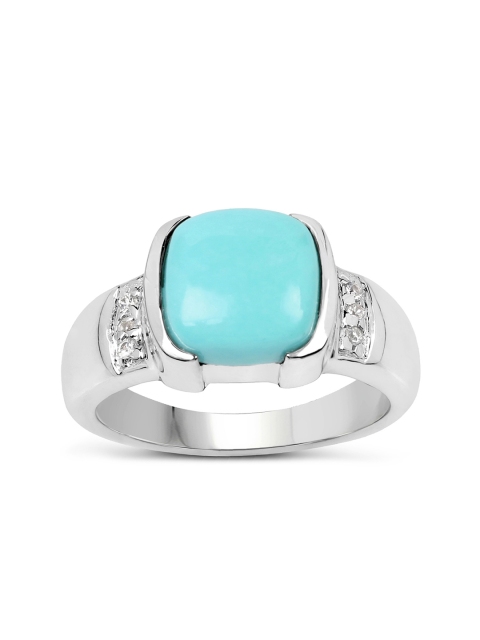 

Johareez Silver-Toned & Blue Ring with 2.64 CTW Turquoise & Sapphire Stones