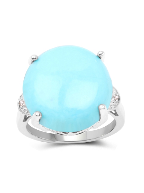 

Johareez Sterling Silver & Blue Ring With 11.81CTW Turquoise Stone & Diamonds