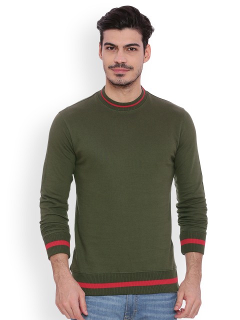 

ARISE Men Olive Green Solid Sweatshirt