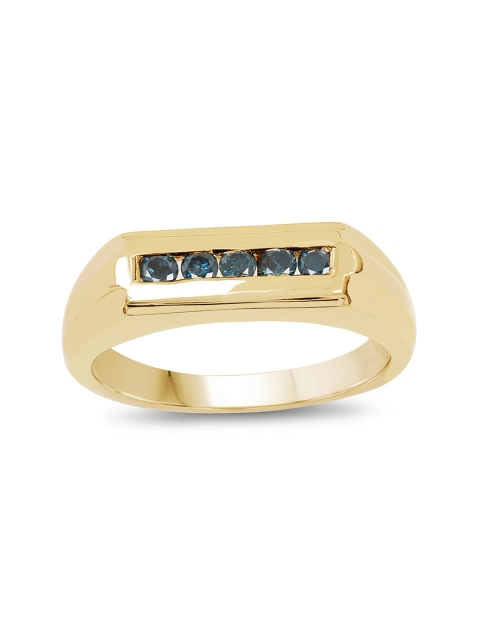 

Johareez Gold-Plated Ring with 0.25CTW Genuine Blue Diamonds