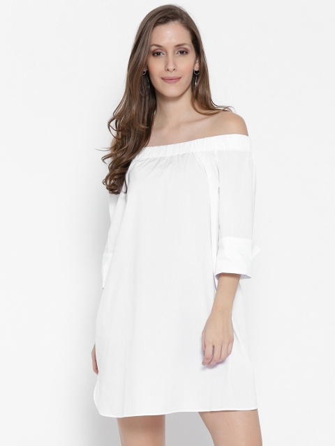 

FOREVER 21 Women White Solid Shift Dress