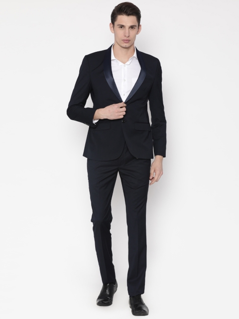 

Parx Men Navy Single-Breasted Slim Urban Fit Party Suit, Navy blue