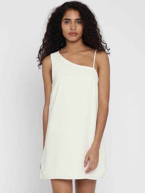 

FOREVER 21 Women Cream-Coloured Solid Sheath Dress