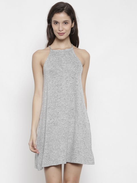 

FOREVER 21 Women Grey Melange Solid A-Line Dress