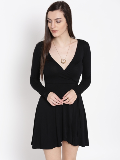 

FOREVER 21 Women Black Solid Fit & Flare Dress