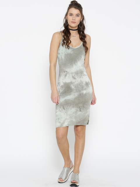 

FOREVER 21 Women Green & Off-White Dyed Sheath Dress