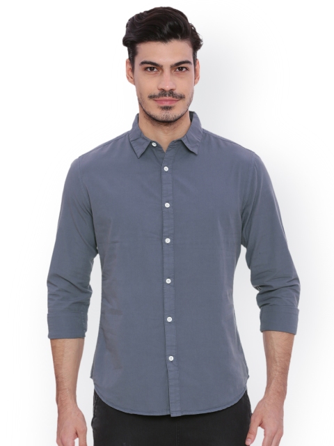 

Blue Saint Men Black Smart Slim Fit Printed Casual Shirt, Charcoal