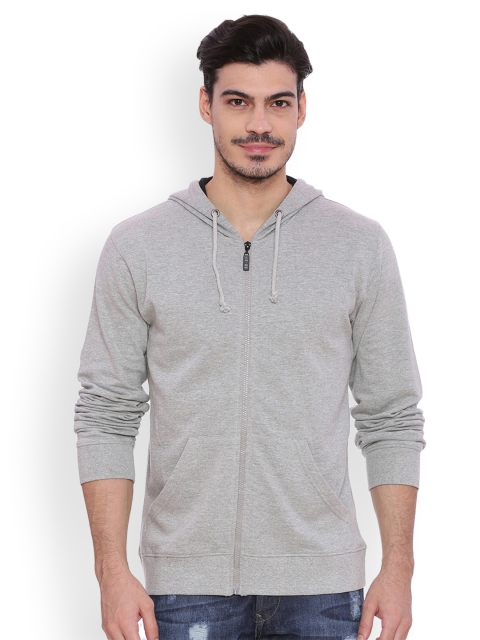 

ARISE Men Grey Solid Hooded Sweatshirt