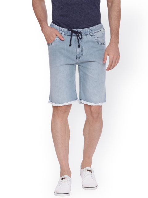 

Blue Saint Men Blue Solid Slim Fit Denim Shorts