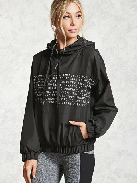 

FOREVER 21 Women Black Printed Sporty Jacket