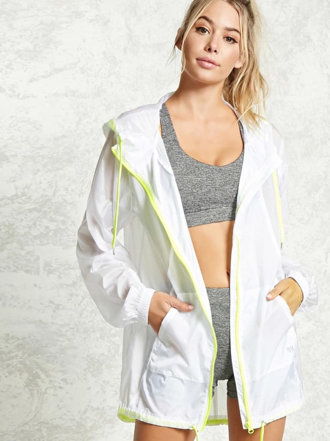 

FOREVER 21 Women White Solid Sporty Jacket