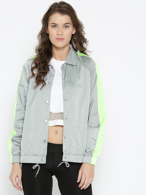 

FOREVER 21 Women Grey Solid Sporty Jacket