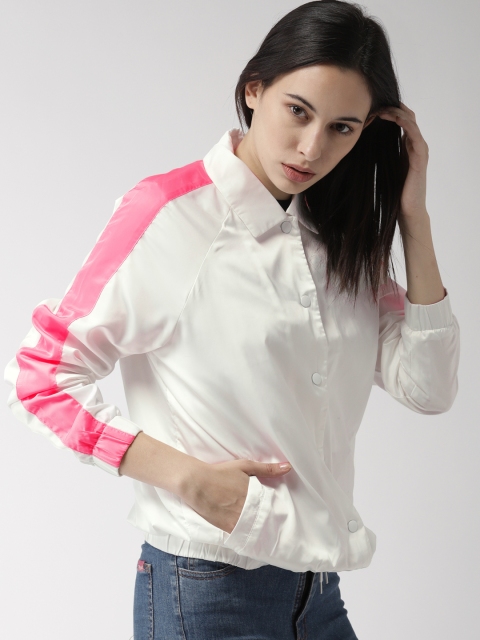 

FOREVER 21 Women White Solid Sporty Jacket