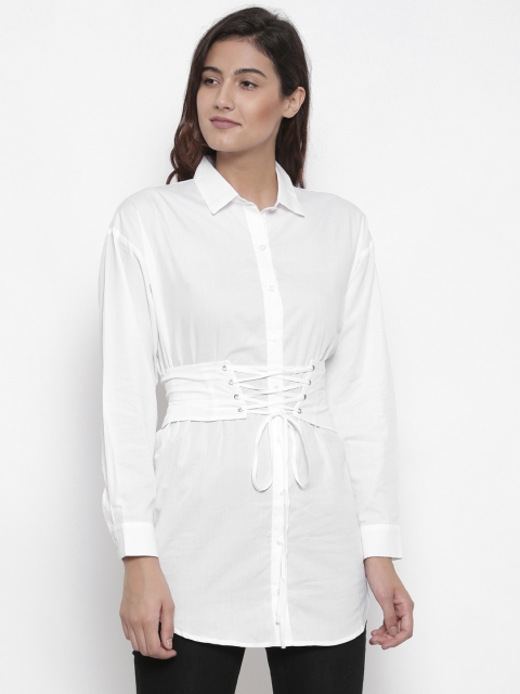 

FOREVER 21 White Solid Tunic