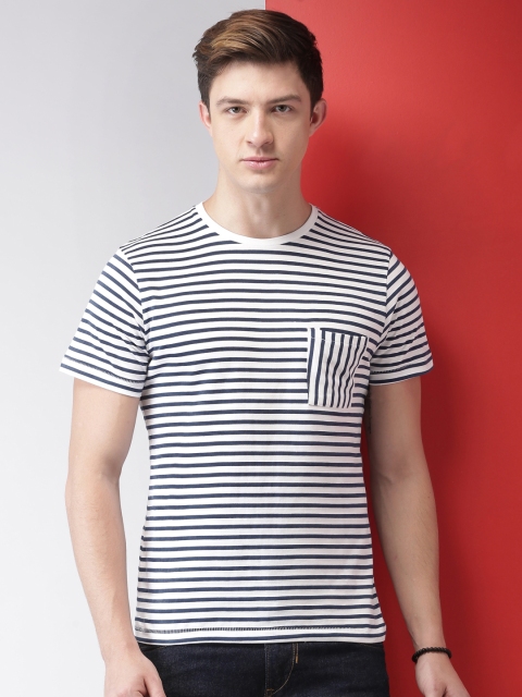 

Mast & Harbour Men White Striped T-shirt