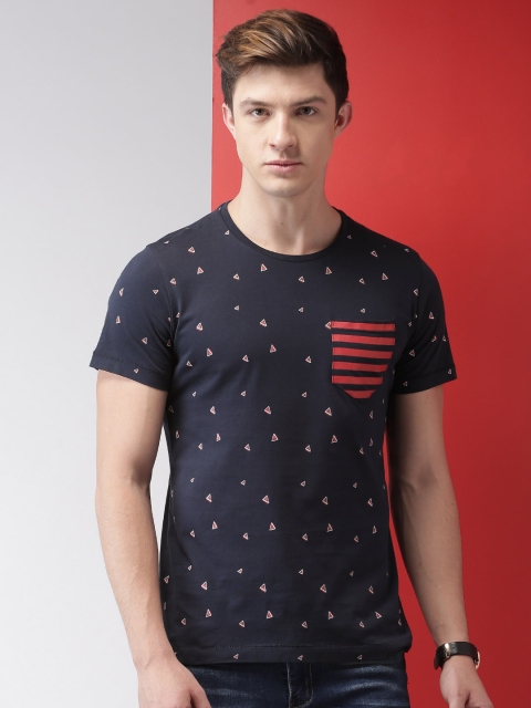

Mast & Harbour Men Navy Blue Printed Round Neck T-shirt