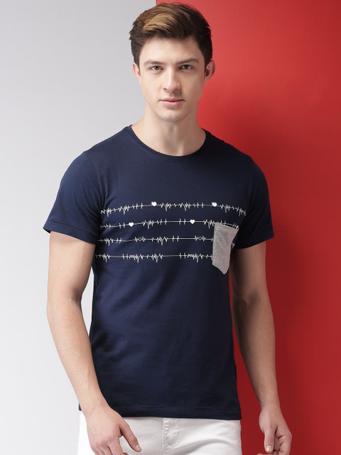 

Mast & Harbour Men Navy Blue Printed Round Neck T-shirt