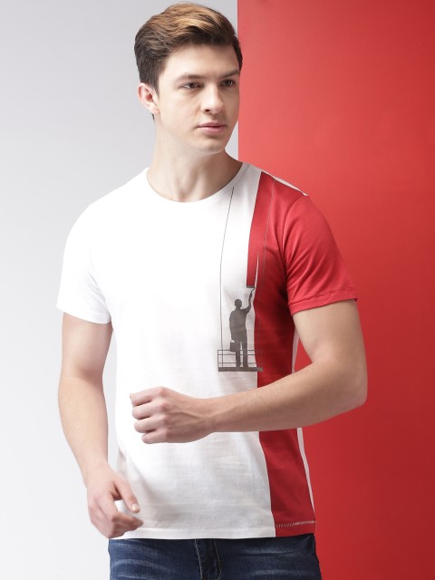 

Mast & Harbour Men White & Red Printed T-shirt