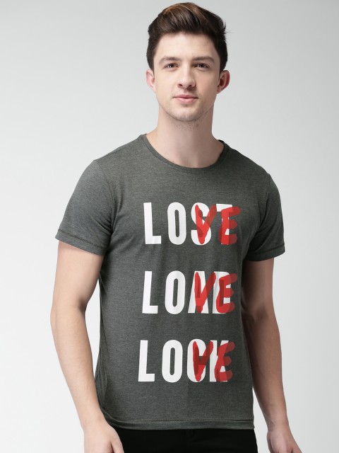 

Mast & Harbour Men Charcoal Grey Printed Round Neck T-shirt