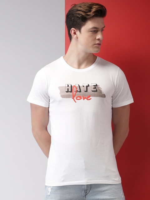 

Mast & Harbour Men White Printed Round Neck T-shirt