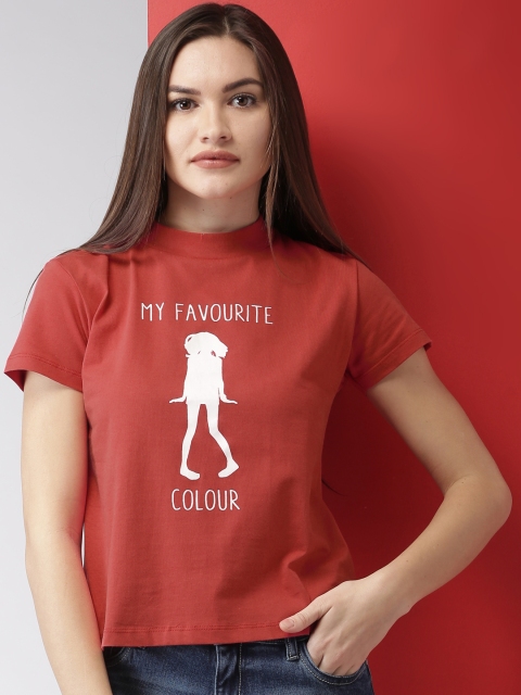 

Mast & Harbour Women Red Printed Round Neck T-shirt