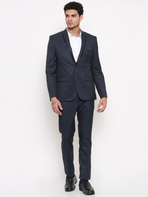

Parx Men Navy Tailored Urban Fit Single-Breasted Formal Suit, Navy blue