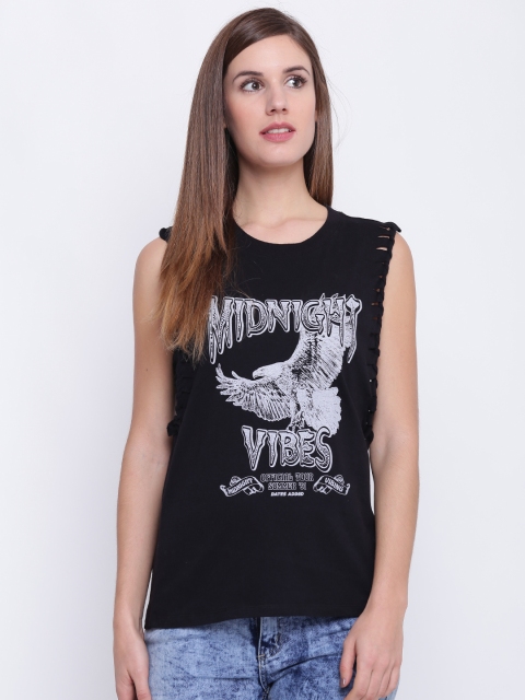 

FOREVER 21 Women Black Printed Top