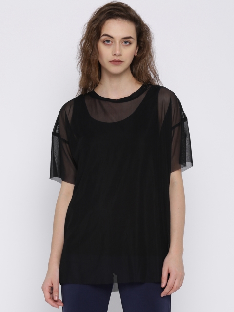 

FOREVER 21 Women Black Solid Top