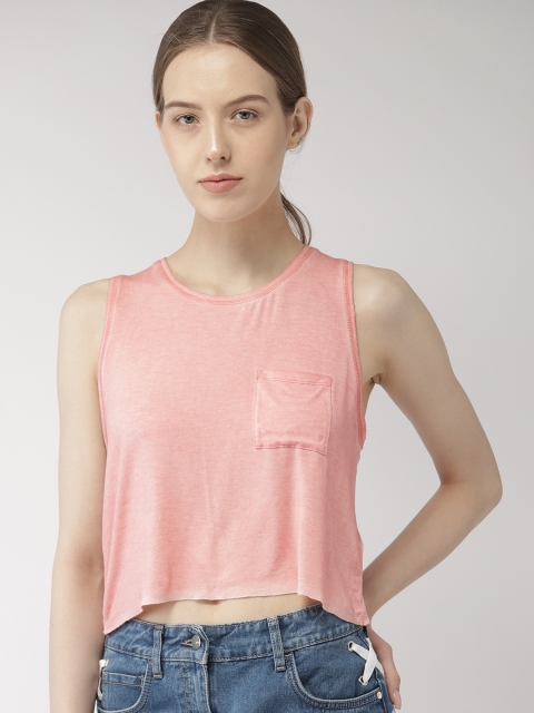 

FOREVER 21 Women Pink Solid Crop Top