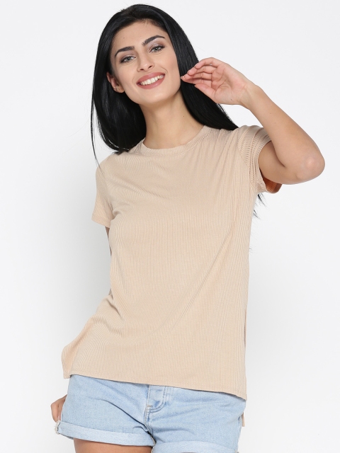 

FOREVER 21 Women Beige Solid Top