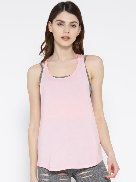 

FOREVER 21 Women Pink Solid Tank Top