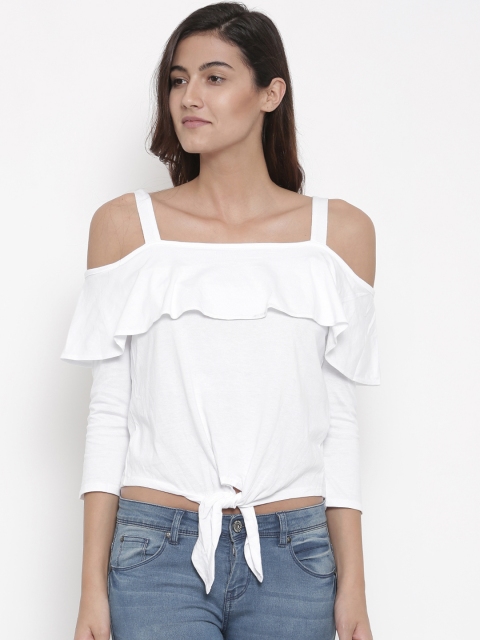 

FOREVER 21 Women White Solid Top