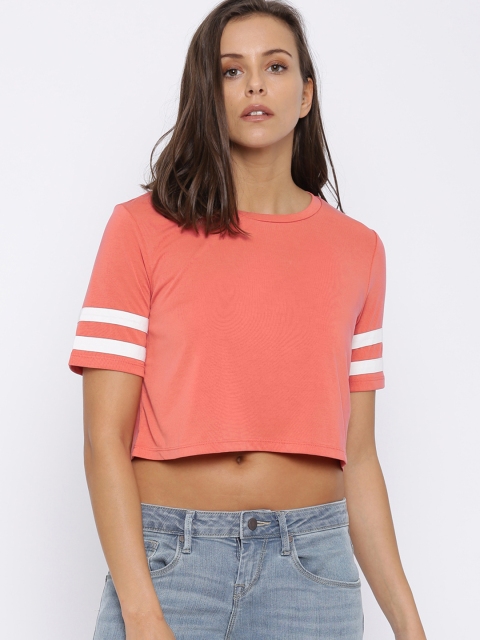 

FOREVER 21 Women Red Solid Crop Top