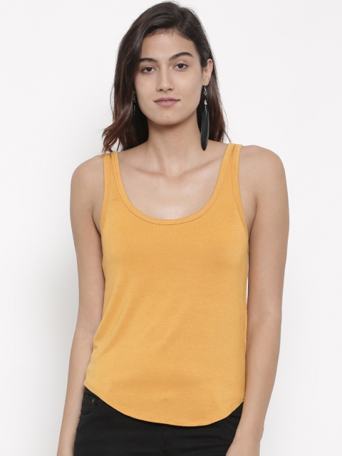 

FOREVER 21 Women Mustard Yellow Solid Tank Top