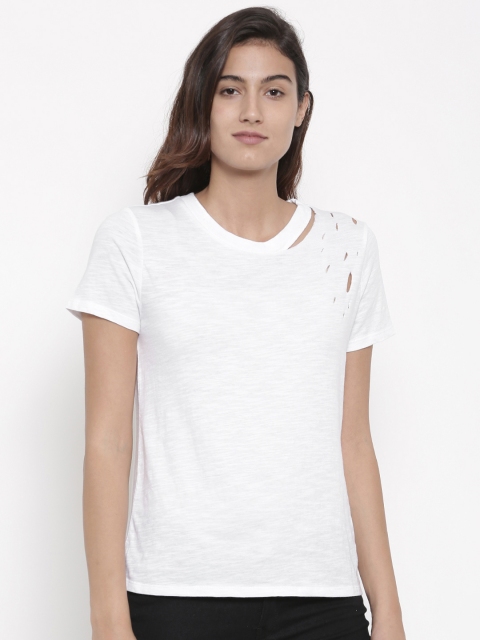 

FOREVER 21 Women White Solid T-shirt