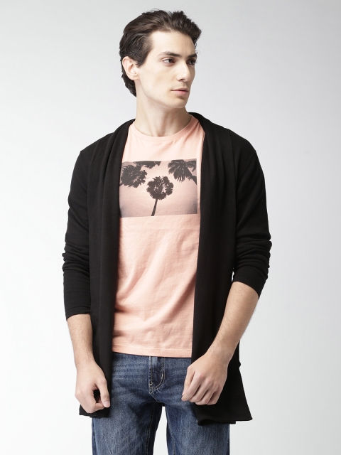 

FOREVER 21 Men Black Solid Front-Open Sweater