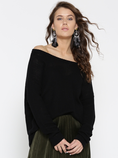

FOREVER 21 Women Black Self-Design Sweater