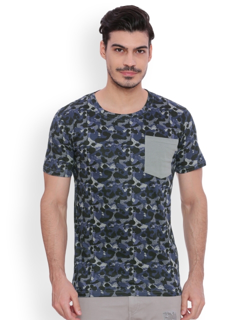 

Blue Saint Men Navy Blue Printed Round Neck T-shirt