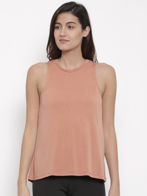 

FOREVER 21 Women Peach-Coloured Solid A-Line Top